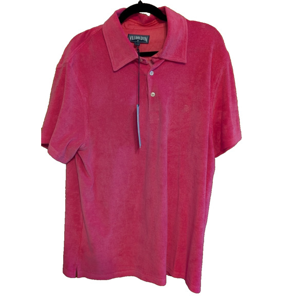 NEW VILEBREQUIN Mens Fuchsia Terry Short Sleeve Polo Shirt XL NWT - Picture 1 of 5